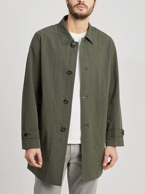 ONS Marion Trench Coat Men S NEW $300 Olive Green Scandi Cotton Nylon Rain